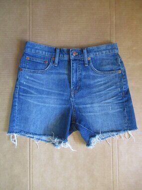 Madewell High Rise Raw Hem Denim Shorts Medium Wash | Size 26